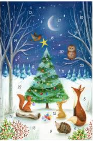Joulukalenterikortti A6 Metsäneläimet